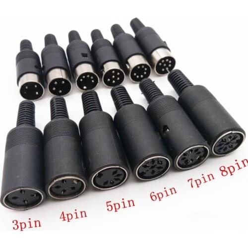 1Pc Male/Female DIN Plug Socket Connector 3/4/5/6/7/8 PIN Chassis Cable Mount