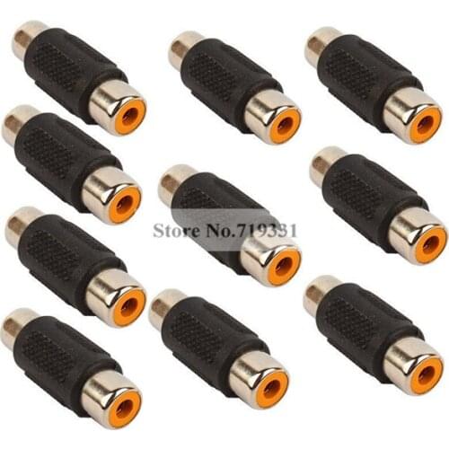 10PCS RCA female to female adapters couplers cable male joiners gender changer