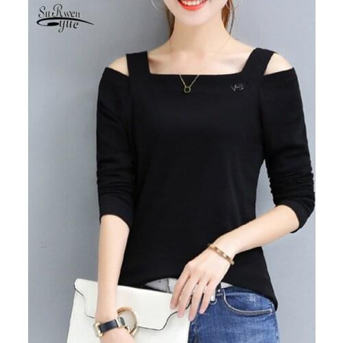 2021 Gentle Solid Long-Sleeve Cotton Lady Blouse Autumn Slim Korean Vintage Blouse Off Shoulder Plus Size Slim Women Shirt 10716