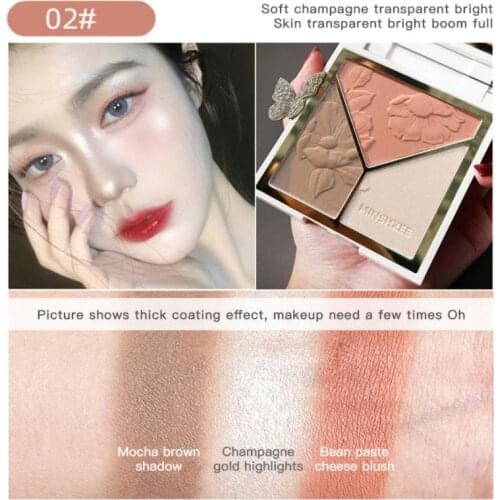 3Colors High-gloss Trimming Plate Long-Lasting Contouring Bronzer Matte Nose Shadow Shadow Silhouette Blush Contouring Bronzer