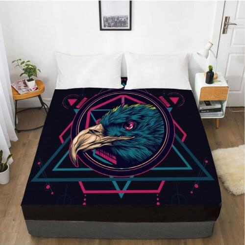 3D Mattress Fitted Cover Bedspread Fitted Sheet Linens Bed Sheets Bedsheet Animal Design Eagle Black 120x200cm Home Tetile