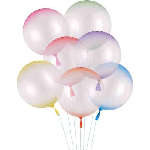 5pcs 18 Inch Double Color Crystal Round Bobo Transparent Clear Balloon Supplies Birthday Party Wedding Helium Inflatable Balloon