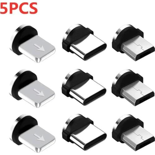 5pcs Converter Charging Cable Adapter For Mobile Phone 360 Degree Rotation Magnetic Tips Replacement Parts Easy Operate Durable