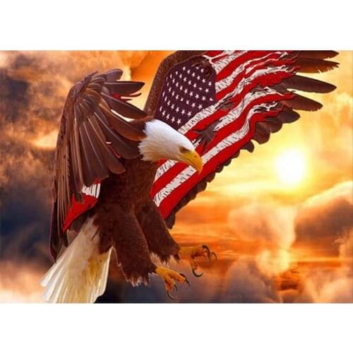 Diy 5D Diamond Painting Cross Stitch Animal Full Square American Flag Eagle Picture Diamond Embroidery Door For Room Decor