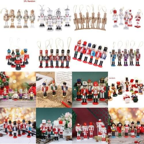 6/8/10.5/12cm Wooden Nutcracker Doll Soldier Puppet Christmas Kids Gifts New Year Christmas Tree Pendant Ornaments Decoration
