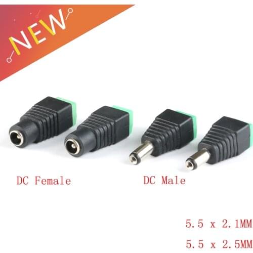 10Pcs 5.5x2.1mm Female Male DC Power Plug Adapter for 5050 3528 5060 Single Color LED Strip and CCTV Cameras 5.5x2.5