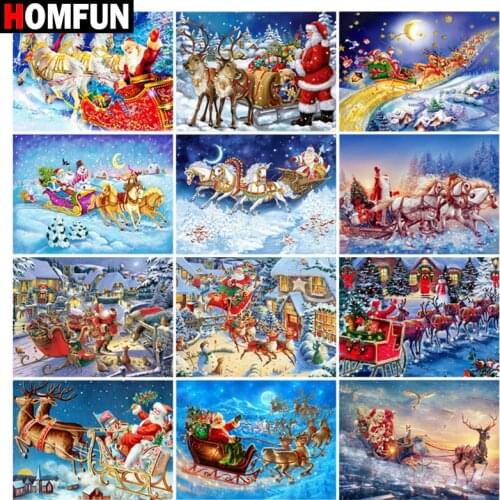 HOMFUN Full diamond Painting "Christmas gift deer" Resin Drill Embroidery 5D Diy Diamond Painting Handmade Cross Stitch gift