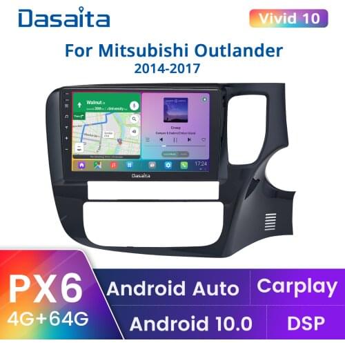 Dasaita 9" Car Radio 1 Din Android 10 for Mitsubishi Outlander 2014 2015 2016 2017 4G 64GB Autoradio Stereo TDA7850 IPS Carplay