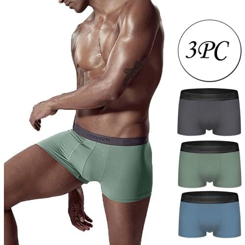 3PCS Men Boxers Fashion Breathable Soft Modal Underwear Men Boxer Homme Solid Color Boxer Men Underwear Panties трусы мужские
