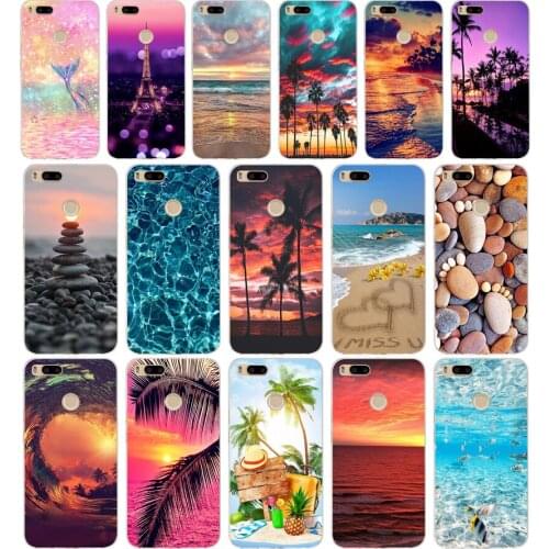 71AA summer Beach Scene at Sunset on sea Palm gift Soft Silicone Tpu Cover phone Case for Xiaomi Redmi Mi A1 A2 8 lite