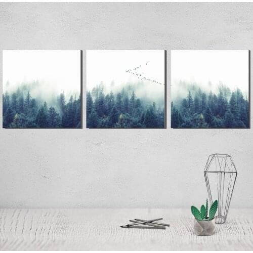 Nordic Decoration Forest Landscape canvas poster Paintings on The Wall The Triptych Thomas Kinkade Prints Art Prints Obrazy
