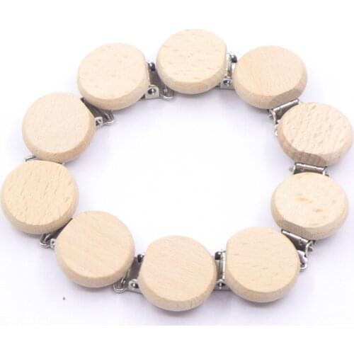 5pc Wooden Baby Pacifier Holder Metal Clip Beech Baby Pacifier Clips Chain Accessories BPA Free Wooden Teether Chilren Goods Toy