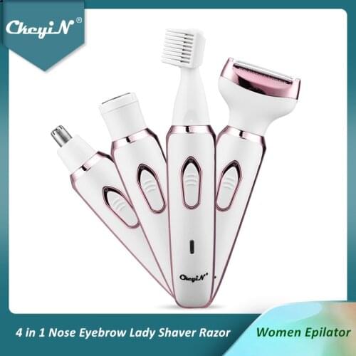 4 in 1 Womens Hair Removal Epilator Electric Shaver Lady Razor Facial Nose Ear Eyebrows Body Hair Trimmer Cordless Painless 48