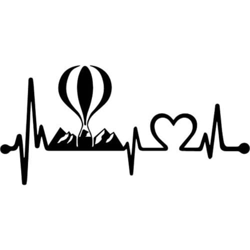 Hot Air Balloon Electrocardiogram Decals High Quality Car Window Decoration Personalized Pvc Decals Black/white, 18cm*9cm