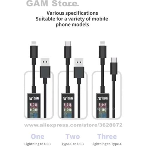 AV-Line Intelligent Charging Detection Line USB Charging Cable For iPhone/Samsung/Huawei/Xiaomi Phone Voltage Current Monitoring