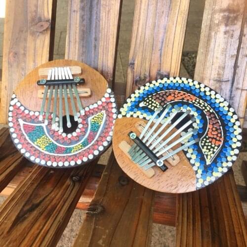 7 Keys Kalimba Natural Coconut Shell Hand Painted Ethnic Style Creative Colorful Stage Performance Beginner Musical Instruments