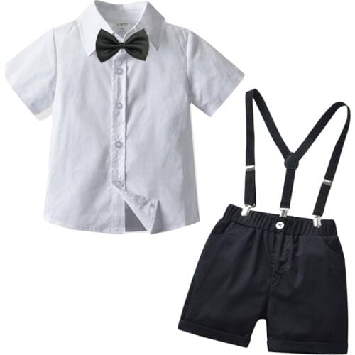 Summer Baby Boy Clothes Set Childrens Clothing Bow Formal Shirts Kids Overalls Birthday Outfits Ropa Bebe Conjuntos Para Bebe