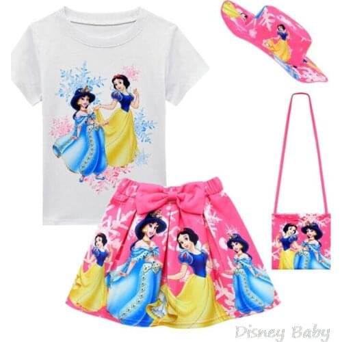 Hot Kids Lovely Cartoon Snow White Girls Clothes Set T shirt + skirt Cute Princess Clothes Suits For Girls Dress