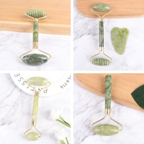Massager For Face Jade Roller Facial Skin Care Tools Natural Jade Scraper For Body Neck Back Beauty Slimming Massagers Set