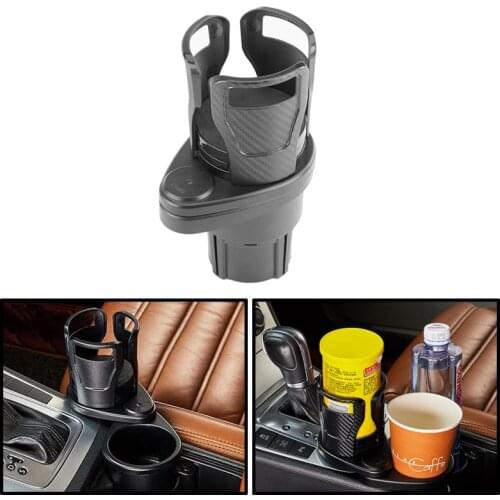 2 In 1 Multifunctional Cup Holder Car Water Cup Holder Carbon Fiber Cup Holder Car Drink Holder Retractable Rotating New 2021