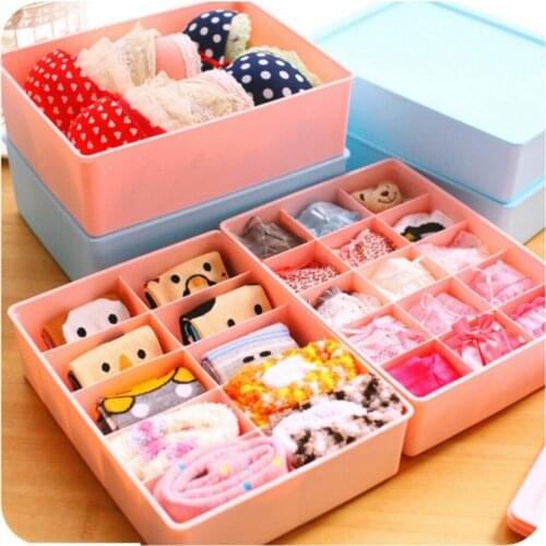 Fashion Home Organizer For Bra Underwear Sock Drawer Wardrobe Divider Organizer Tidy Storage Box Debris Container Case 3 Colors