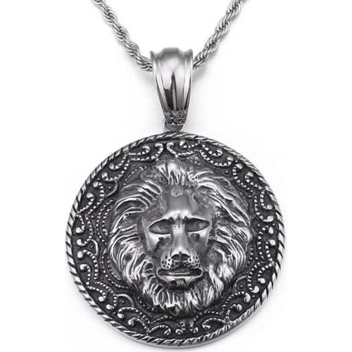 Fashion retro European and American punk pop domineering mens lion head pendant