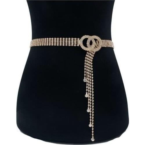 Fashion for women Full Rhinestone Luxury Waistband Shiny Belts Waist Lady All-Matching Chain Crystal Diamond Belts