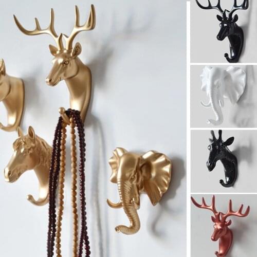 Wall Hanging Hook Vintage Deer Head Self Adhesive Antlers for Hanging Clothes Hat Scarf Key Deer Horns Storage Hanger Rack