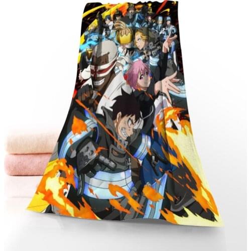 New Custom Fire Force Towel Printed Cotton Face/Bath Towels Microfiber Fabric For Kids Men Women Shower Towels 70X140cm