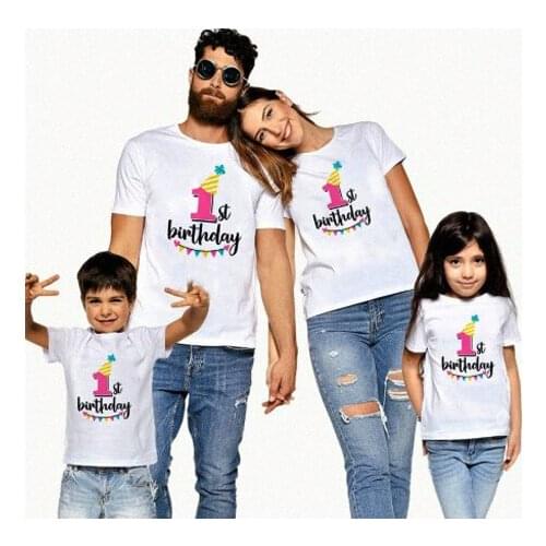 Mommy Daddy and Daughter Son Tshirts Outfits Baby Girl Boy 1PC Its My First Birthday Family Matching Clothes