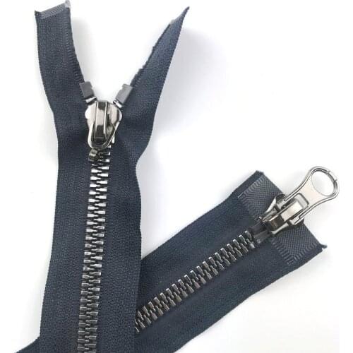 Punk No. 8 resin imitation metal tooth zippers for sewing bright black teeth double open tail 120CM down jacket zipper FC153