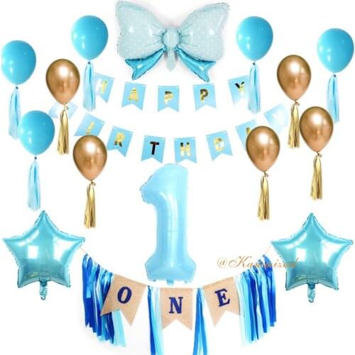 1st Baby Shower balloon Set Its a Boy Girl Balloons Gender Reveal happy Birthdays Party Decorations one full year of life Gift