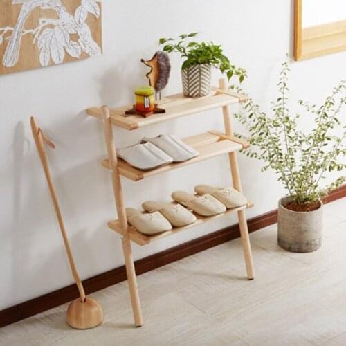 Small Multi Layer Shoe Rack Simple Solid Wood Japanese Style Household Vertical Shelf Nordic Meuble Hallway Furniture HX50XG