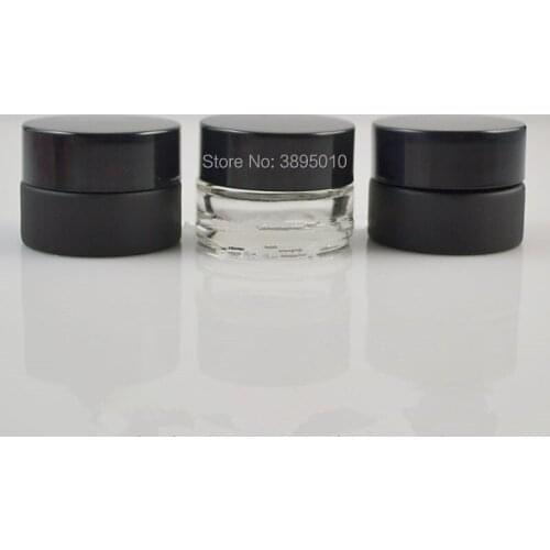 Empty 5g Glass Cream Jar Small Women 5ml Cosmetic Container black clear Mini Refillable Bottle F1068