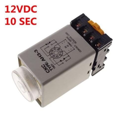 DC/AC12V 3A 0-10s Power On Delay AH3-3 Timer Time Relay With 8Pins Socket Base