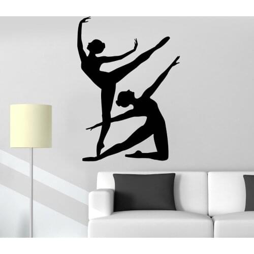 Ballet Dancers Girls Silhouette Wall Decals Living Room Girls Room Removable Decoration Vinyl Wall Stickers Dancing Mural ZB483