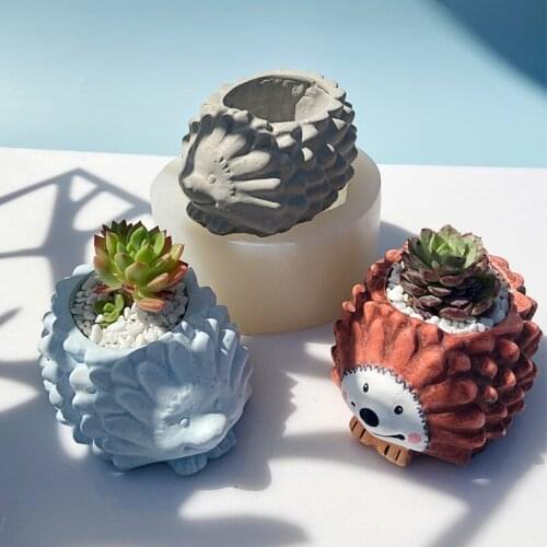 Hedgehog Cement Flowerpot Silicone Mold diy Concrete Succulents Cartoon Cute Cement Silicone Mould