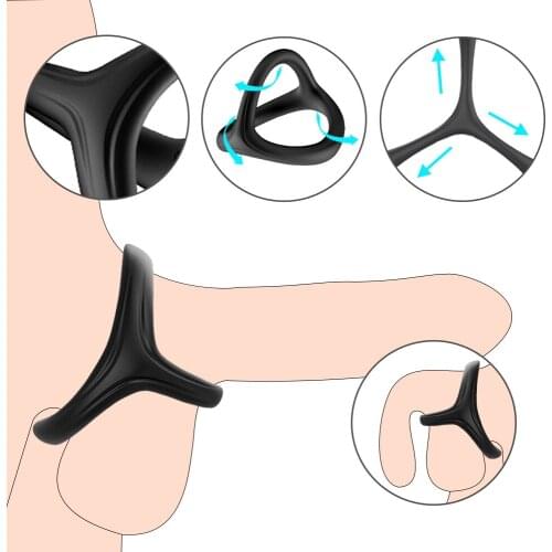 Silicone Reusable Penis Ring Scrotum Bind Delay Ejaculation Cock Ring Sex Toys for Men Erection Delay Ejaculation Sex Dual Ring