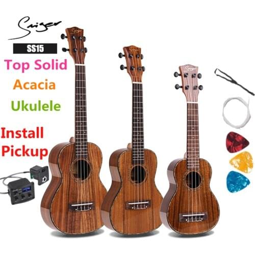 Ukulele 21 24 26 Inches Solid Acacia Mini Electric Soprano Concert Tenor Acoustic Guitar 4 Strings Ukelele High-gloss Pickup