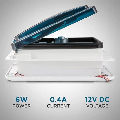 11Inch RV Roof Vent Fan With Led 12V 6W Motorhome Fan W/ 3 Speed Intake & Exhaust Manual Crank Lift & Smoke Lid Car Ventilation