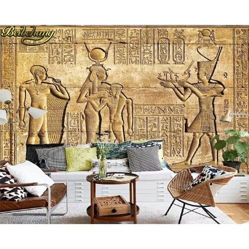 Beibehang papel de parede 3d Custom wallpaper Egyptian relief mural mythology character TV background wall papers home decor