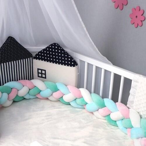 2m Colorful Weaving Knotted Crib Bumper Soft Cozy Baby Bed Bumpers Bebe Around Safe Barrier Pillow Newborn Cradle Protector New