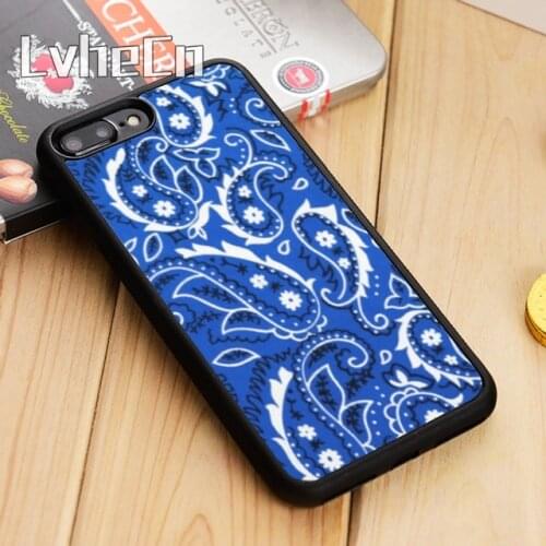 LvheCn Royal Blue Bandana Paisley Phone Case Cover For iPhone 5 6s 7 8 plus 11 12 Pro X XR XS max Samsung S7 edge S9 S10 note 8