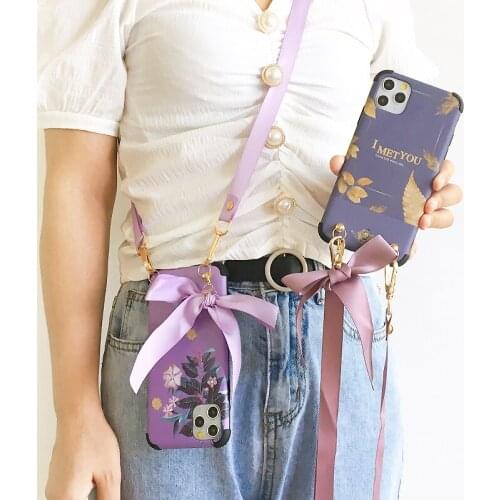 Lanyard Strap Cord Case For Samsung Galaxy A10 A20 A30 A40 A50 A60 A70 A80 A90 M10 M40 Neck Strap Cover S10 S20 Hard PC Flowers