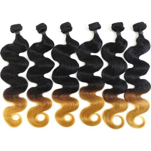 Human Hair Feeling Ombre T27 Body Wave Hair Extension 24 inch 6Pieces/lot 240g All In One Hair weave Quality Synthetic