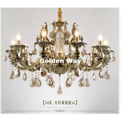 Zinc Alloy Brass Color Alloy Lustres Hot Chandelier Crystal Vintage Crystal Chandelier E14 AC LED White High Quality Chandelier