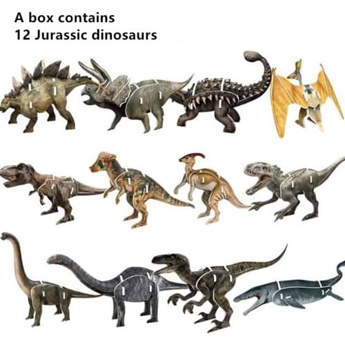 Jurassic World Dinosaurs Original Dinosaur Toys 3D Puzzle For Children and Boys Educational Toys 12 Jurassic Dinosaurs