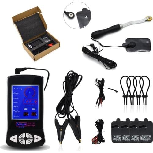 Electro Shock Kit Penis Extender Cock Ring Estim Wheel Gear Massage Pads Sex Toy For Men Women Electric Set Electrical