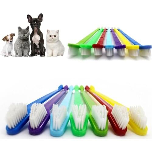 Hot Sell 1pcs Pet Cleaning Toothbrush Set Double Head Dog Cat Tooth Cleaner Efficient Removal Of Stain Toothbrush Pet Supplies