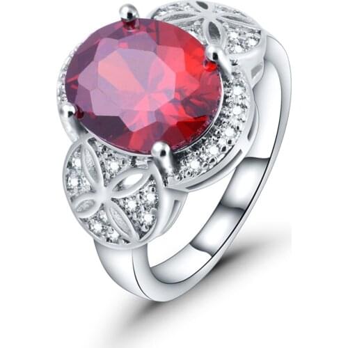 Rings Red Champange Rhinestone Round Rhodium Color Engagement Rings Women Fine Jewelry Wedding Ring Top Quality Friend Gift